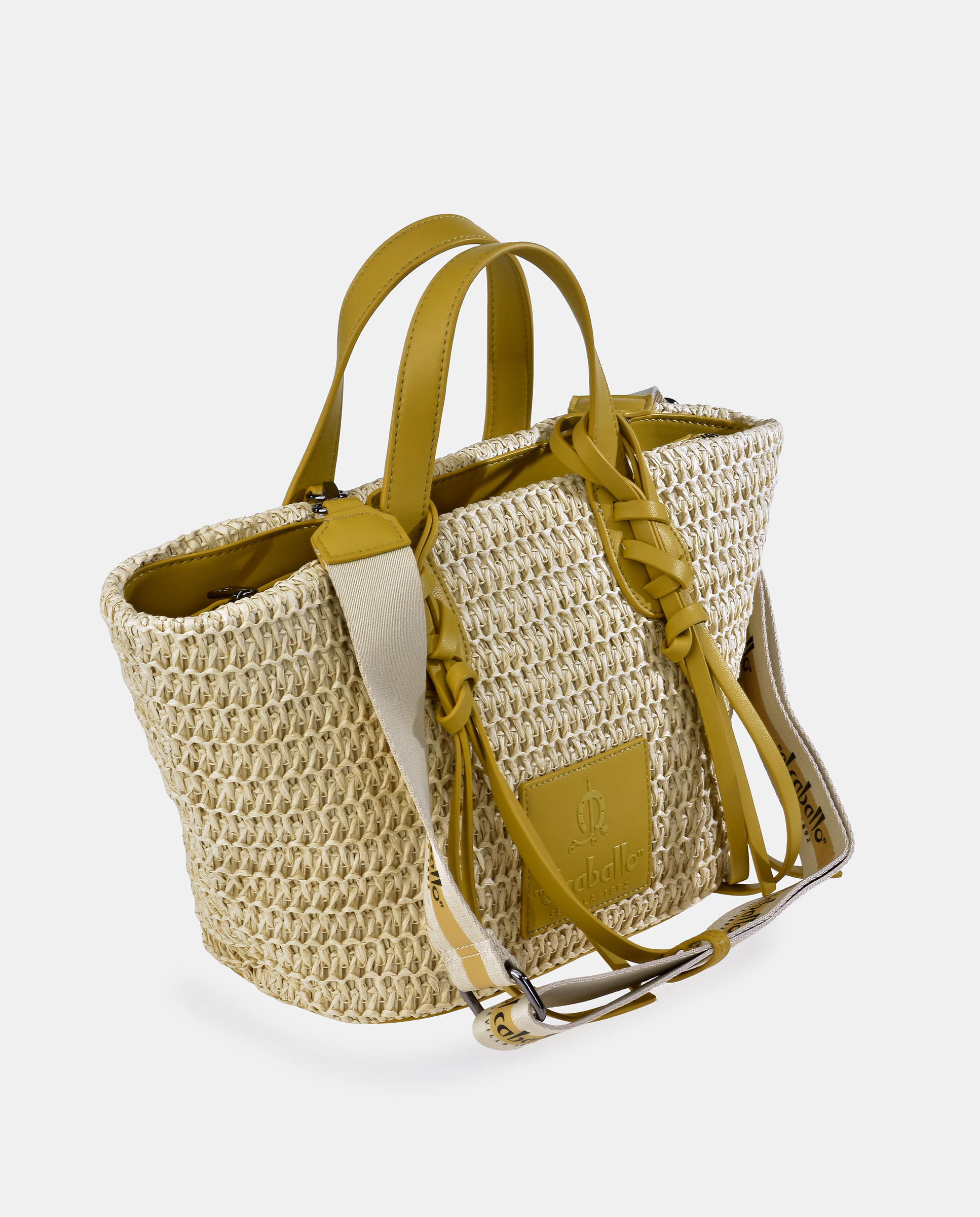 Cesta de Alça Dupla Elaborada em PU Amarelo-limão-2