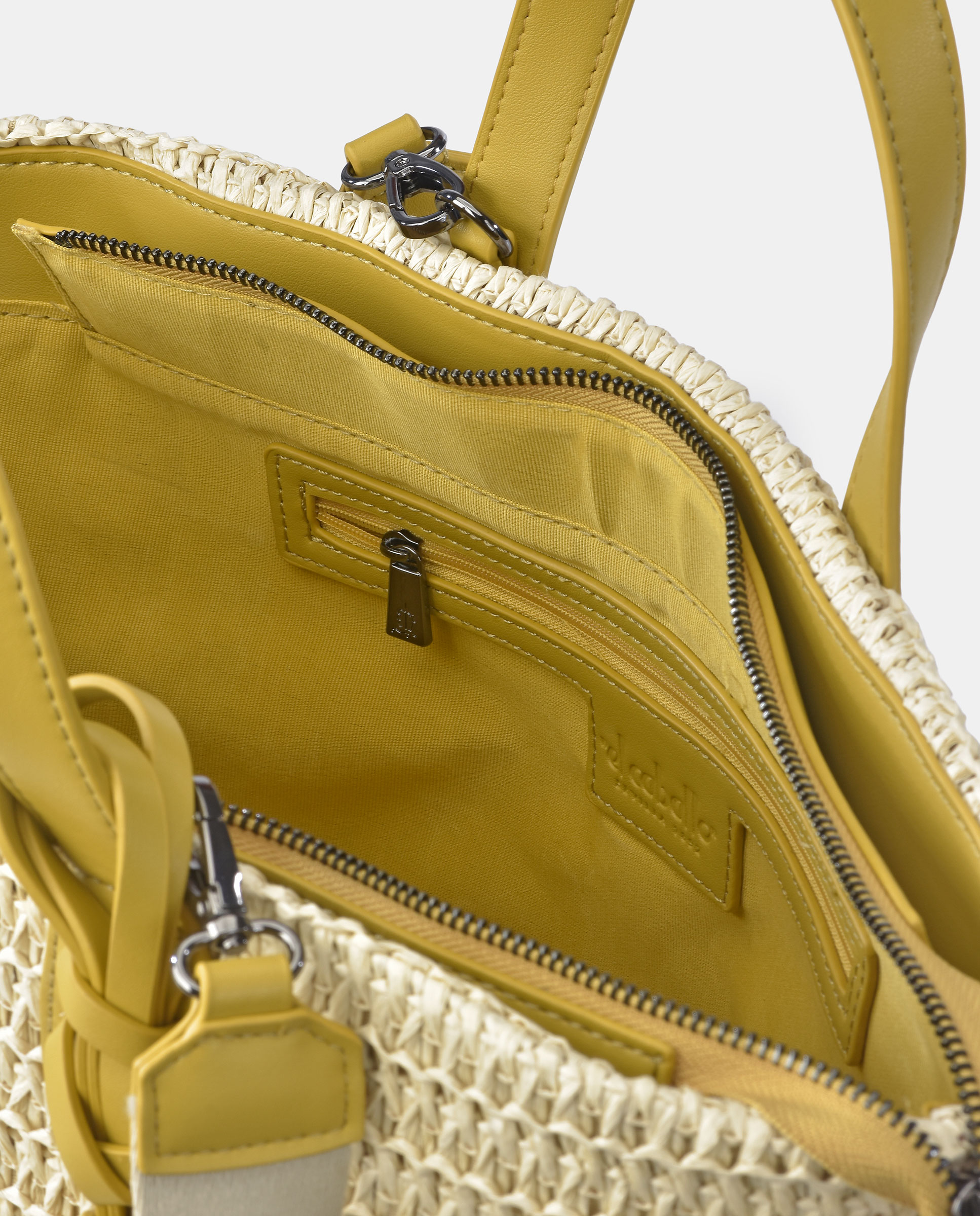 Cesta de Alça Dupla Elaborada em PU Amarelo-limão-4