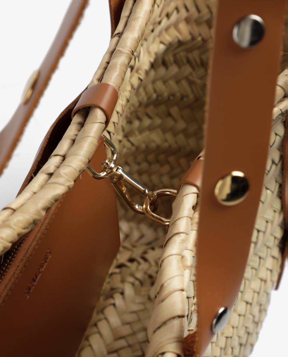 Mala Shopper de Ráfia Grande com Tachas Bege-8