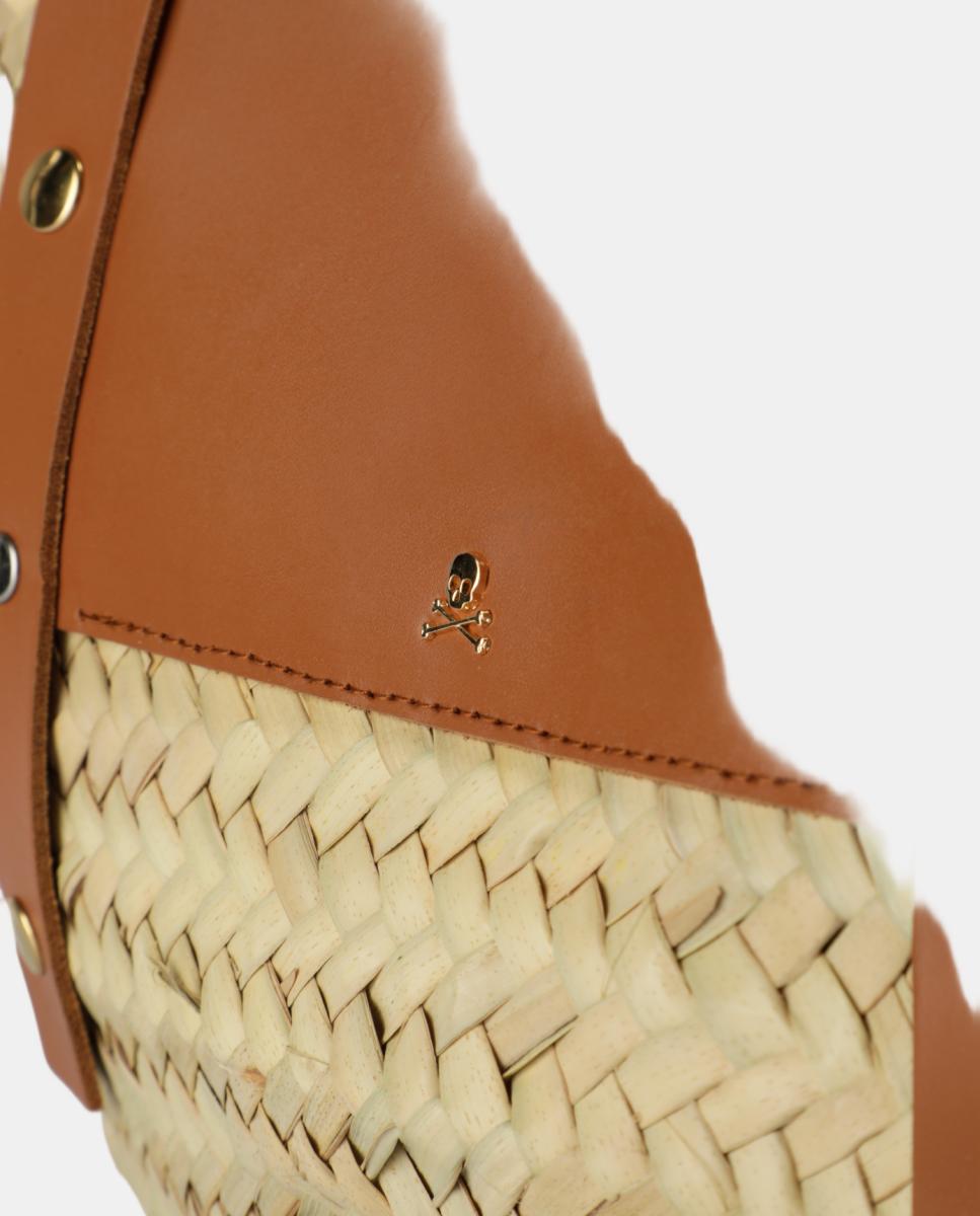 Mala Shopper de Ráfia Grande com Tachas Bege-9