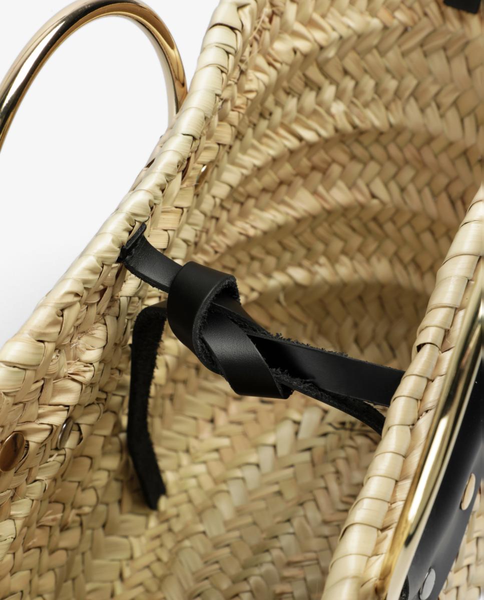 Mala Shopper de Ráfia com Tachas Scalpers Preto-6