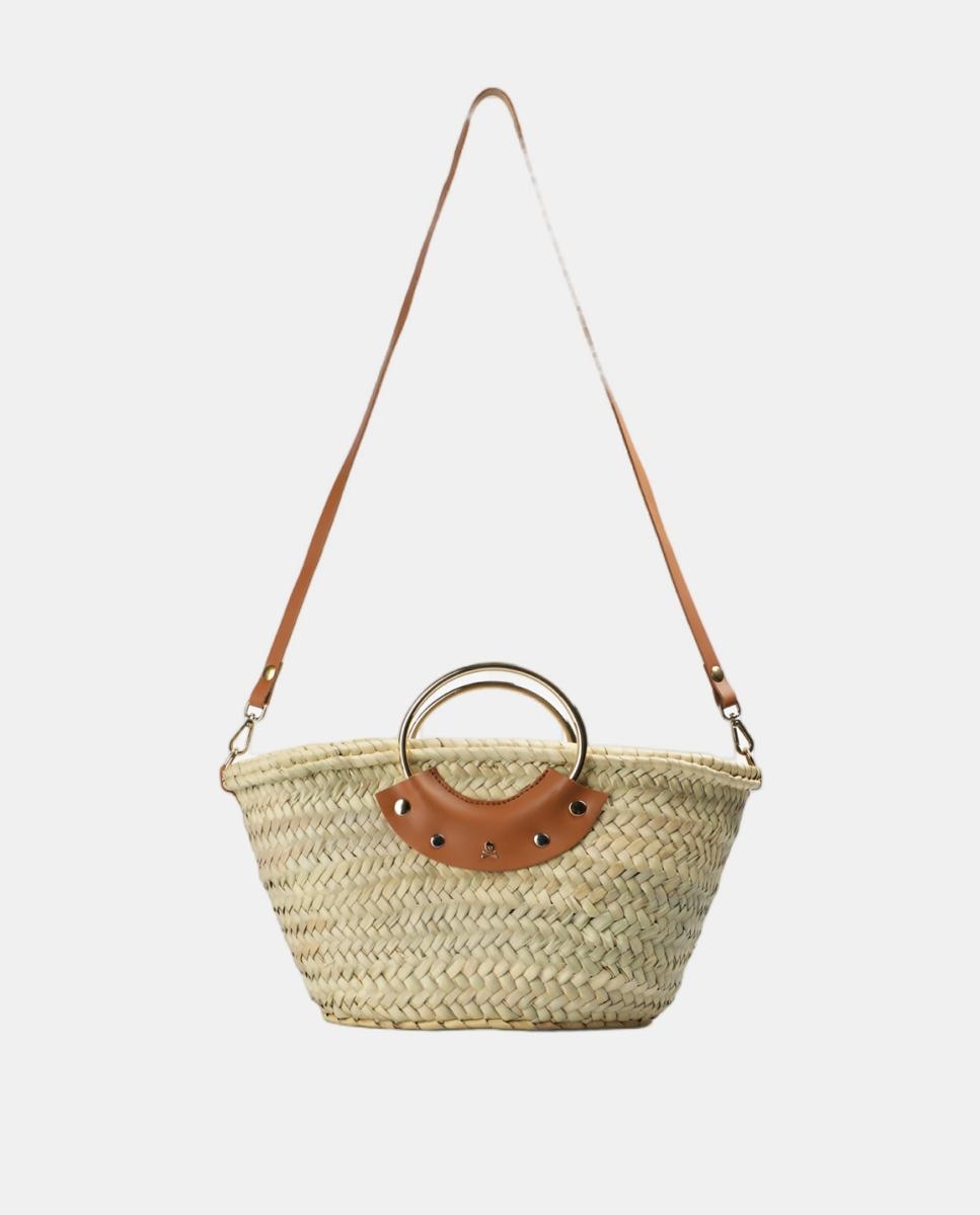Mala Shopper de Ráfia com Tachas Scalpers Bege-4