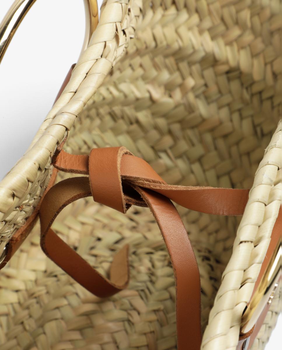 Mala Shopper de Ráfia com Tachas Scalpers Bege-6