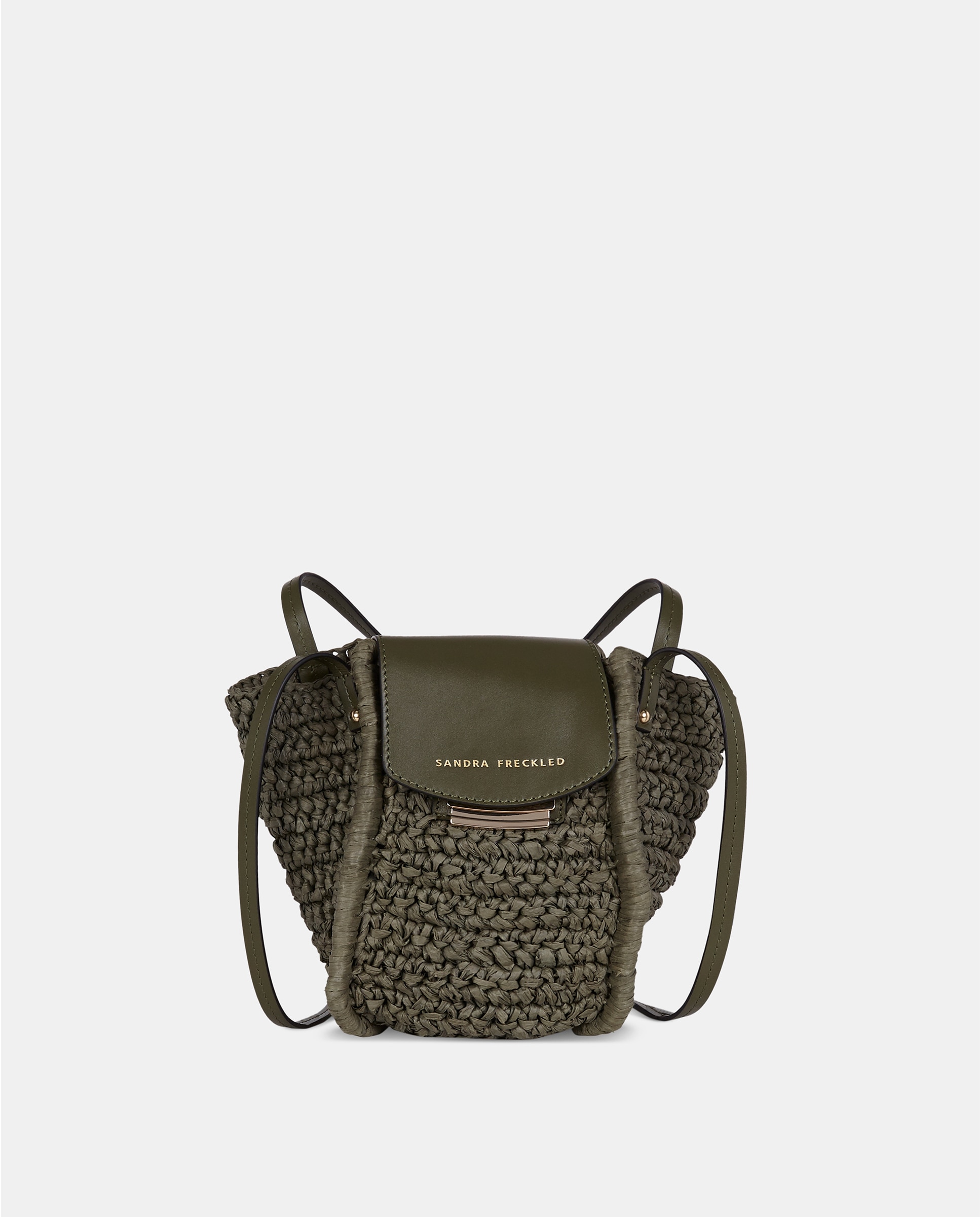 Imagem 0 de Cesta Crossbody com Alças Compridas em Palma Natural e Pele Lisa