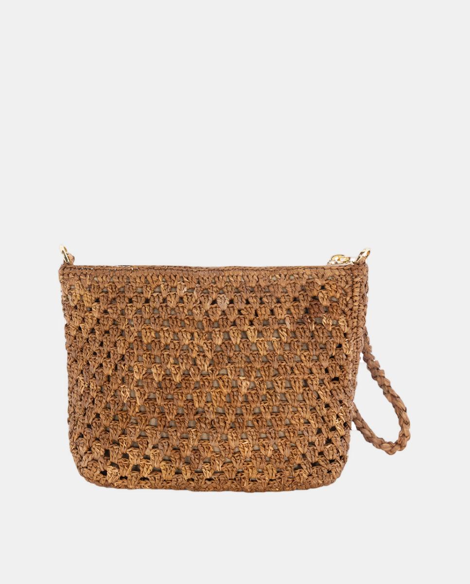 Mala Pouch de Ráfia Castanho-escuro-3