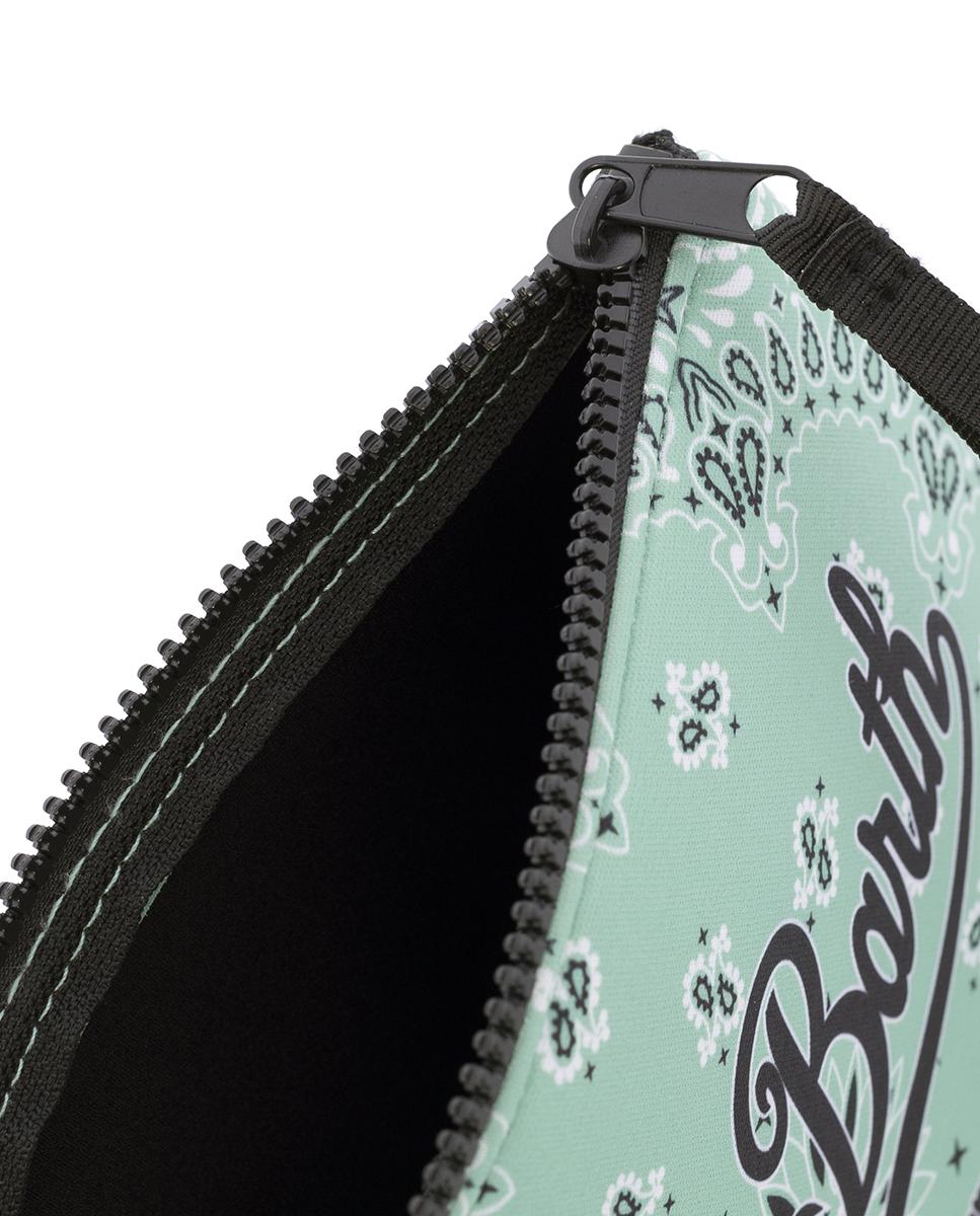 Nécessaire em Tecido de Neopreno com Estampado de Bandana, Fecho de Correr e Logótipo à Frente Verde-claro-4