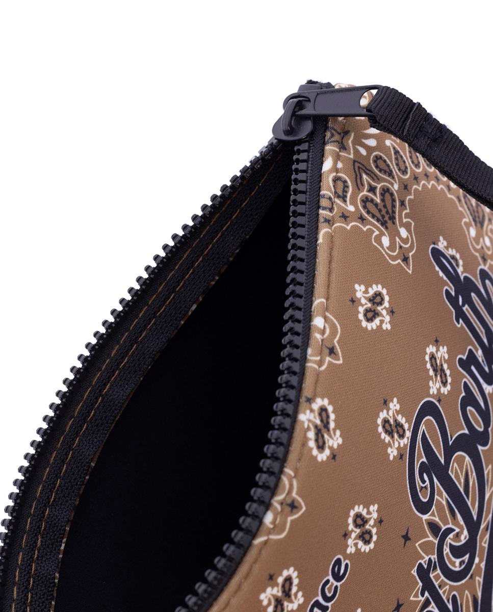 Nécessaire em Tecido de Neopreno com Estampado de Bandana, Fecho de Correr e Logótipo à Frente Castanho-4