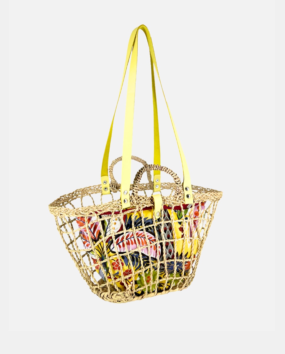 Cesta de Rede com Bolsa Interior Natural-3