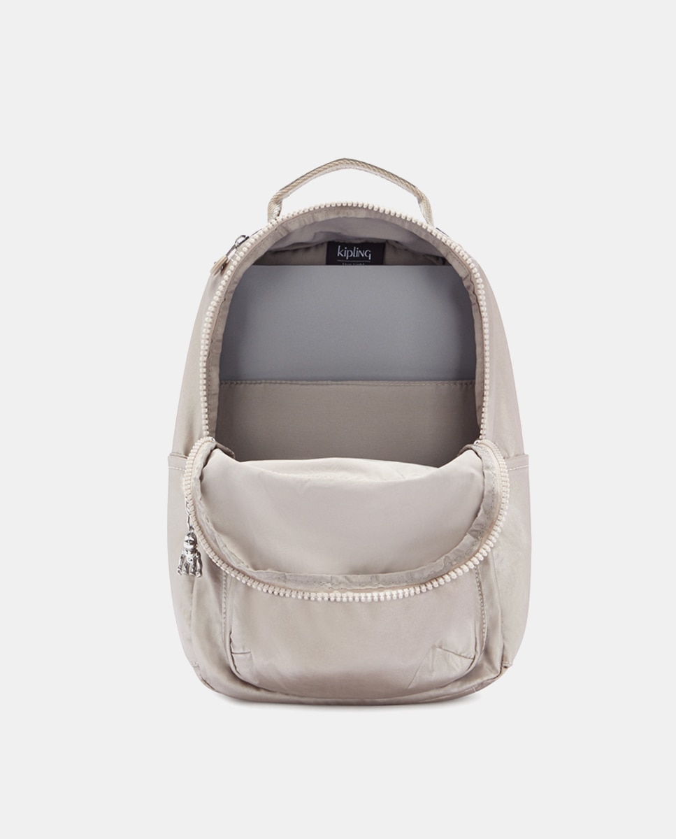 Mochila de Nylon com Fecho de Correr - Prateado Ouro-4