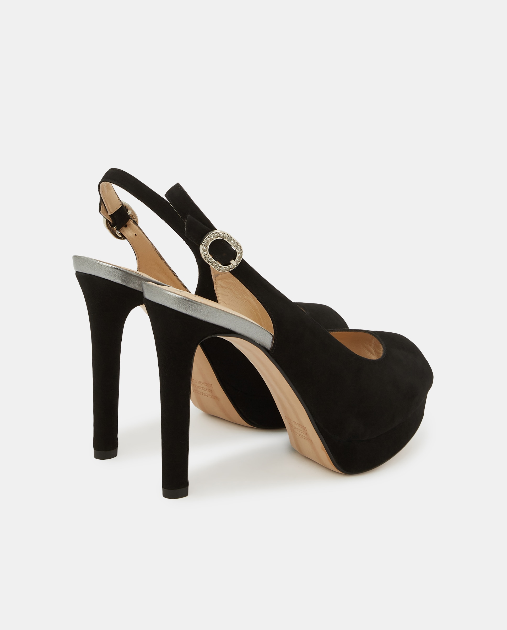 Peep toes de camurça pretos Preto-3