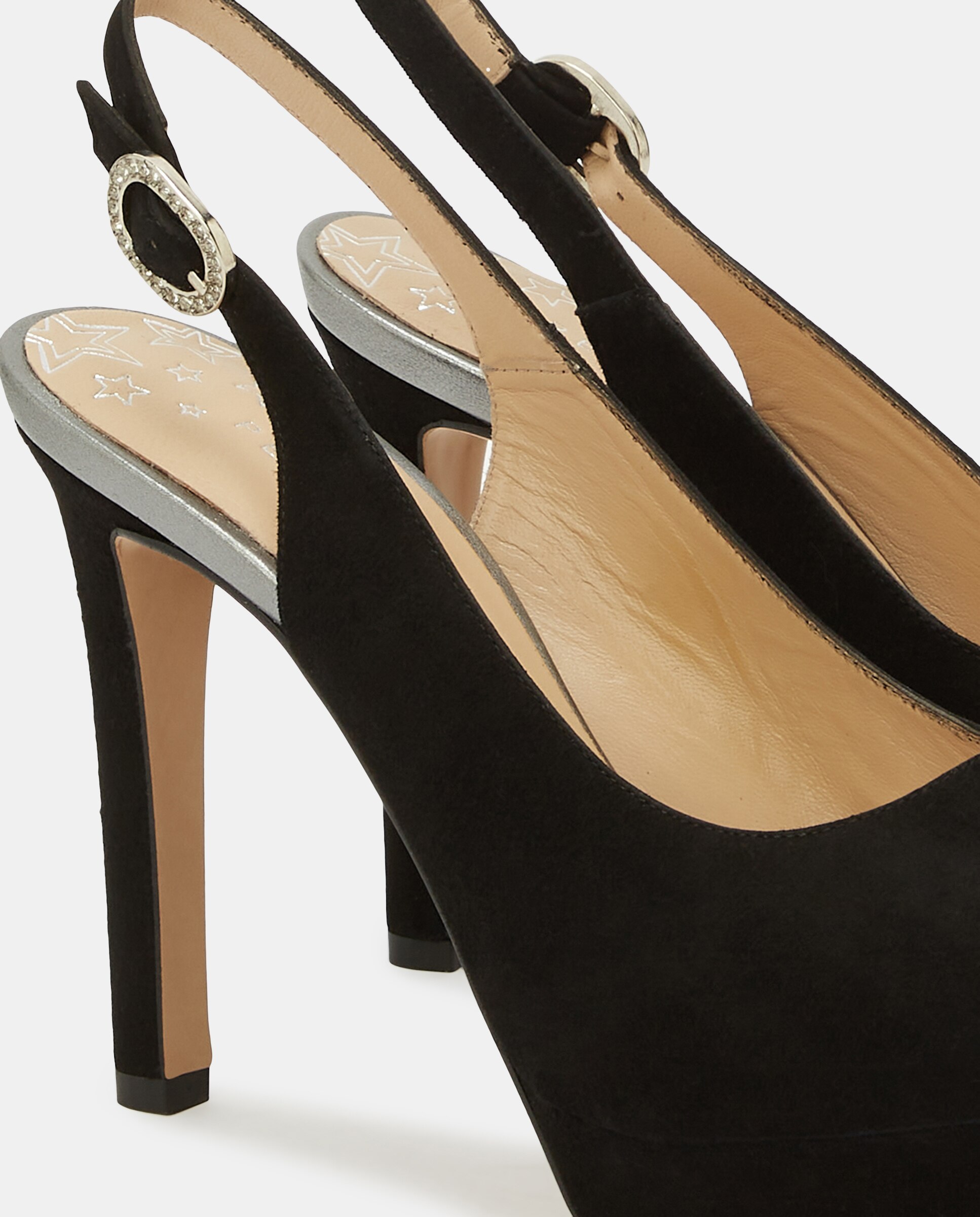Peep toes de camurça pretos Preto-5