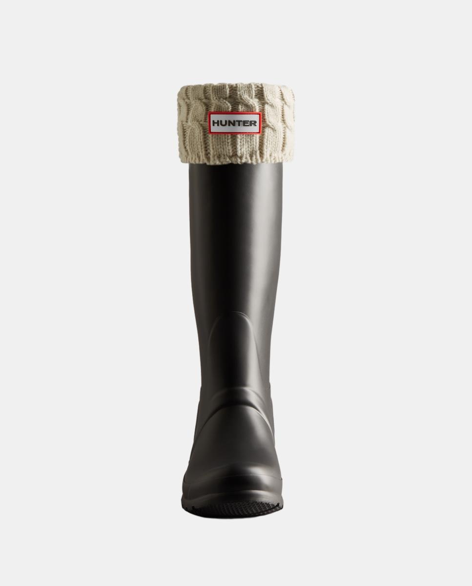 Meia 6 Stitch Cable Tall Bege-2