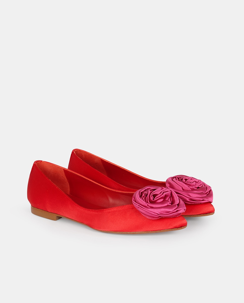 Sabrinas Bloom de Cetim com Flor Vermelho-4