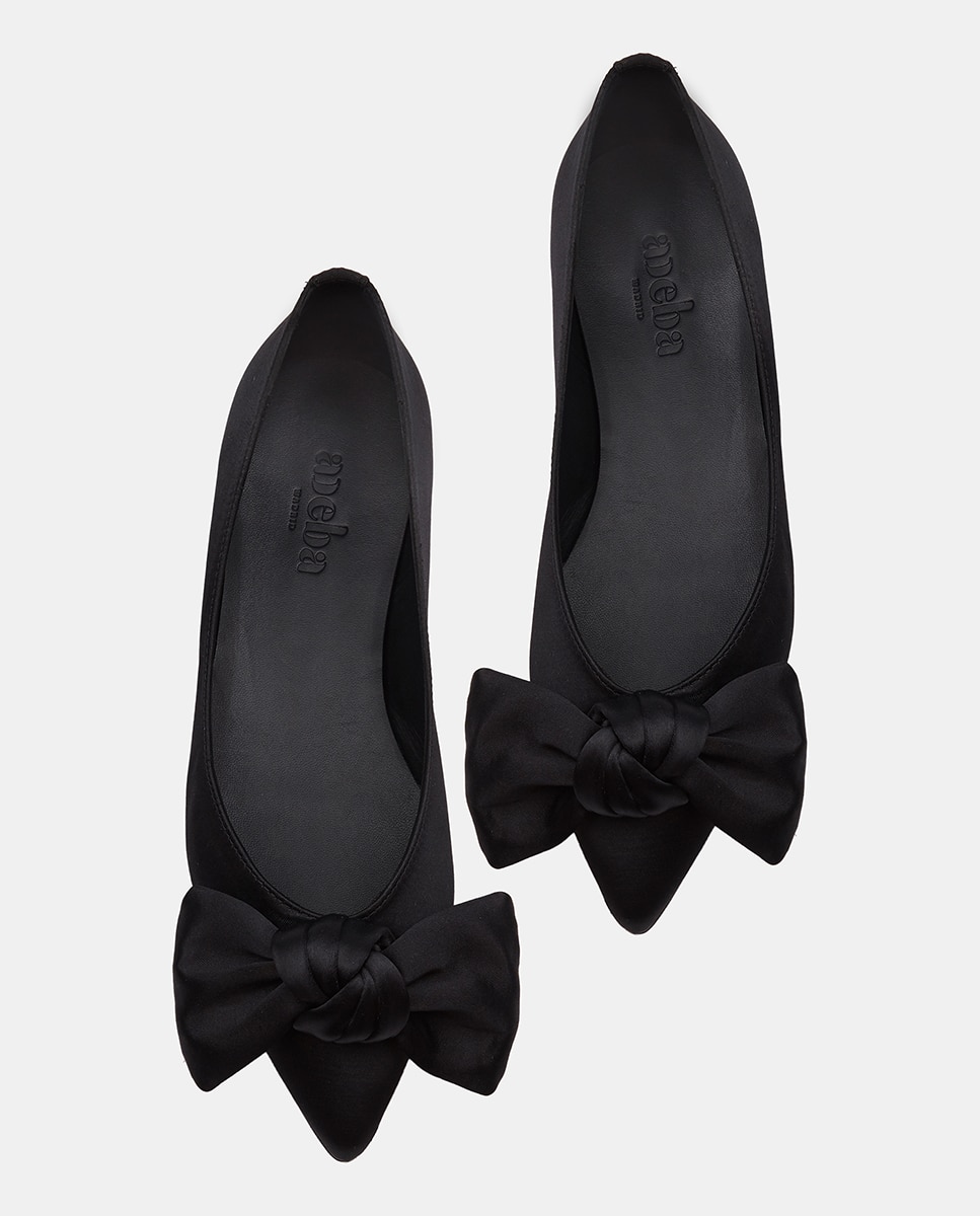 Sabrinas Lutu Satin de Cetim com Laço Preto-3