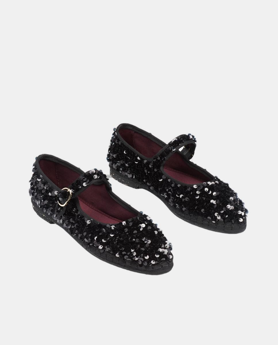 Sapatos de Presilha com Lantejoulas Preto-2