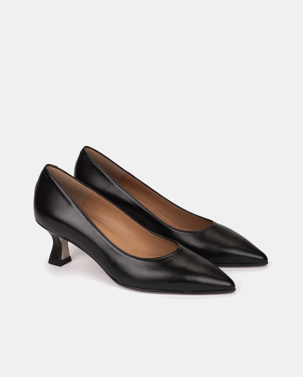 Zapato de salón de mujer en piel con punta fina. - Pedro Miralles - Negro Negro-2
