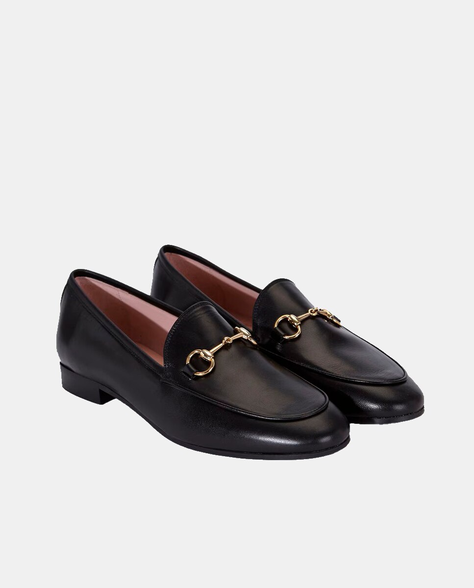 Mocasín de mujer con adorno metálico - Castellano - Marrón chocolate Negro-2