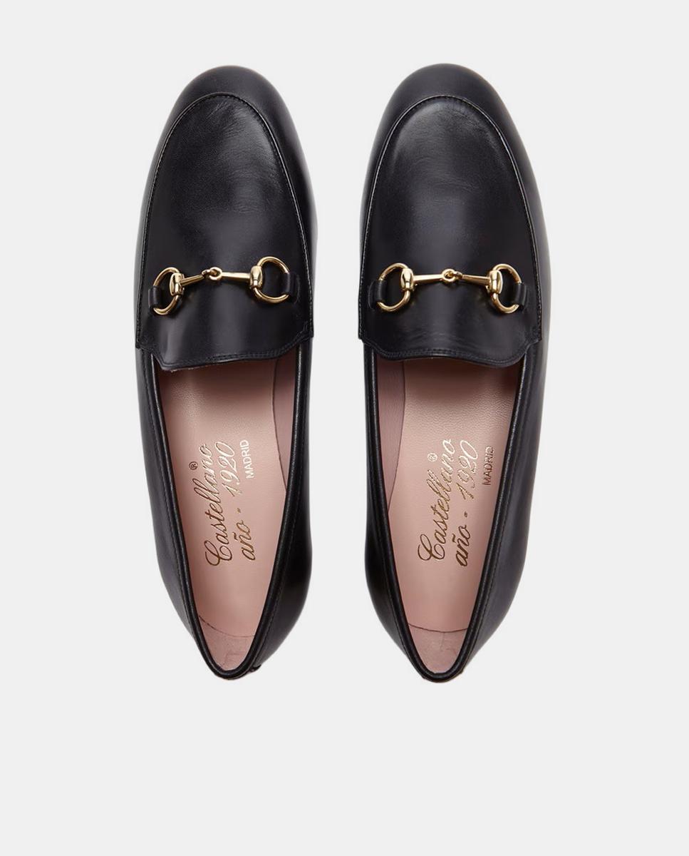 Mocasín de mujer con adorno metálico - Castellano - Marrón chocolate Negro-4