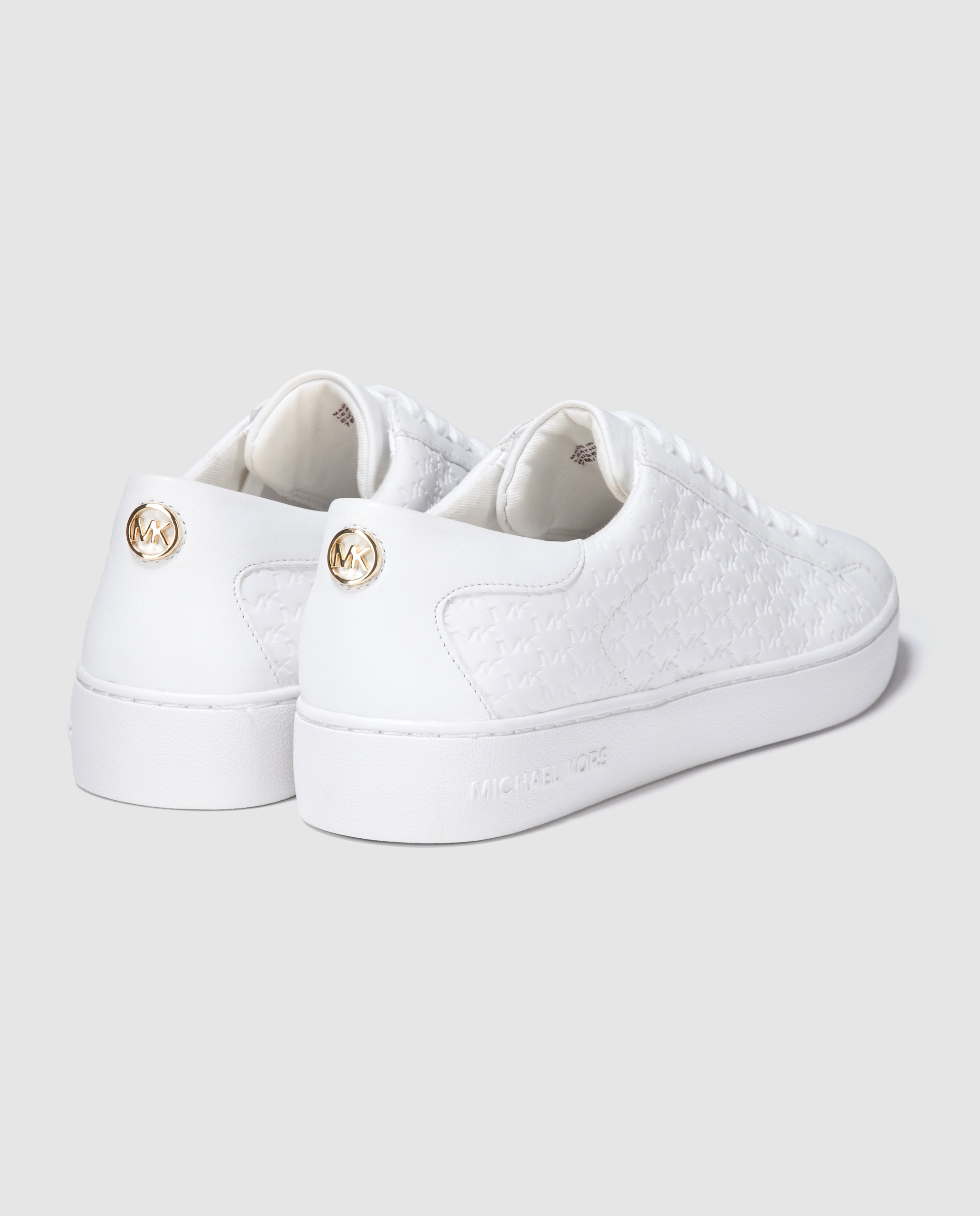Sapatilhas Keaton Lace Up Baixas com Efeito da Marca e em Pele Branco-5