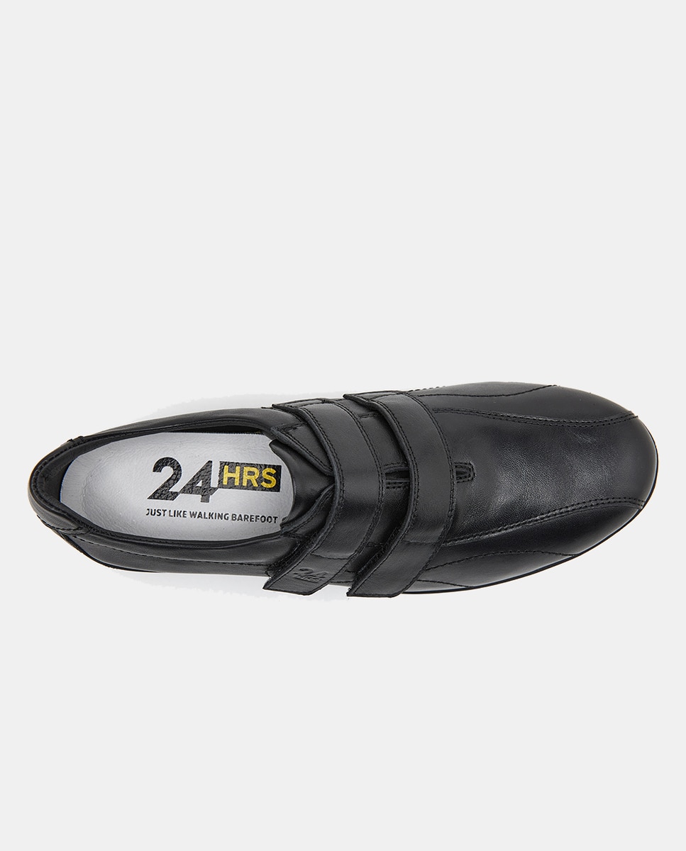 Bluchers com Fecho Aderente Duplo e Cunha - Preto Preto-2