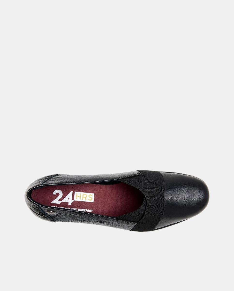 Sapatos de Salto em Napa e Verniz - Bordeaux Preto-3