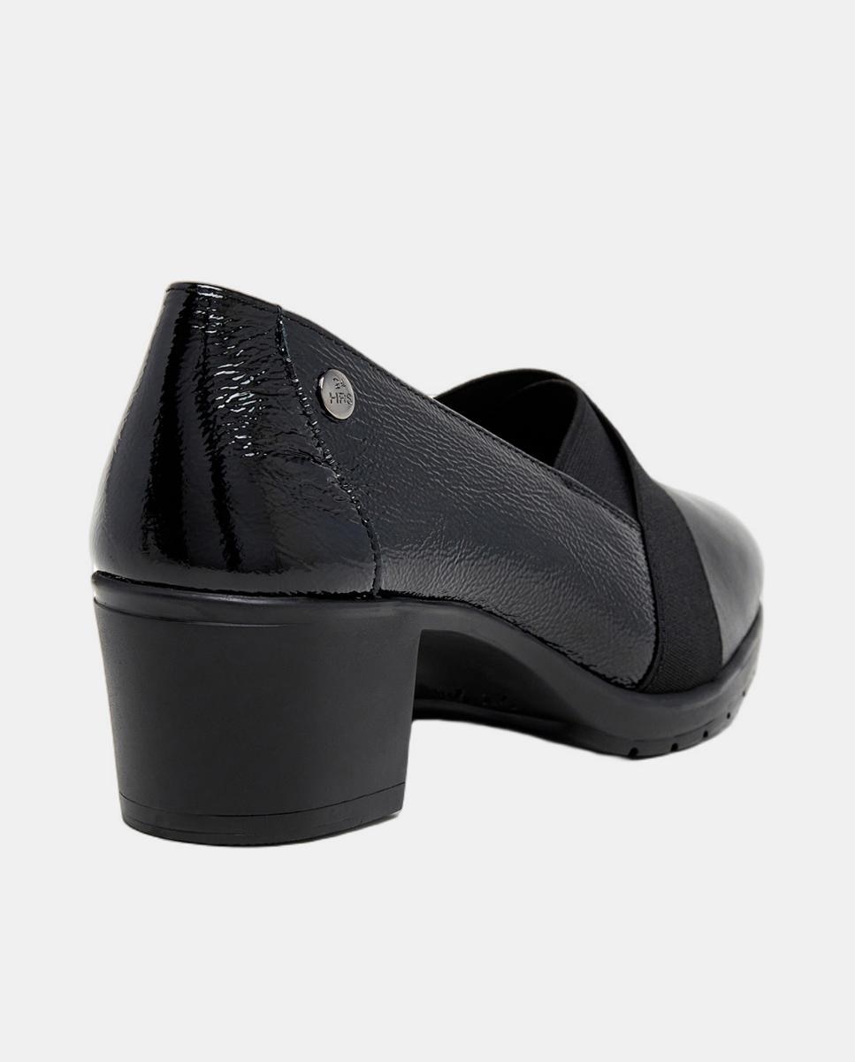 Sapatos de Salto em Napa e Verniz - Bordeaux Preto-4