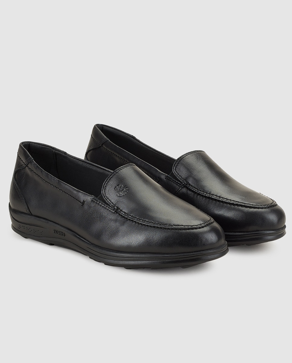Mocassins de mulher 24HRS de pele polida em preto Preto-2
