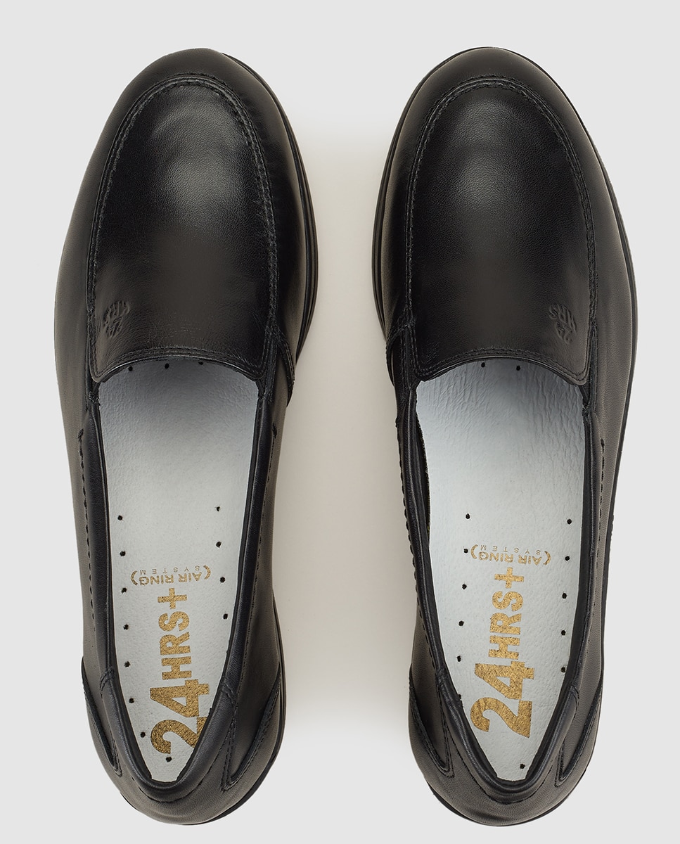 Mocassins de mulher 24HRS de pele polida em preto Preto-4