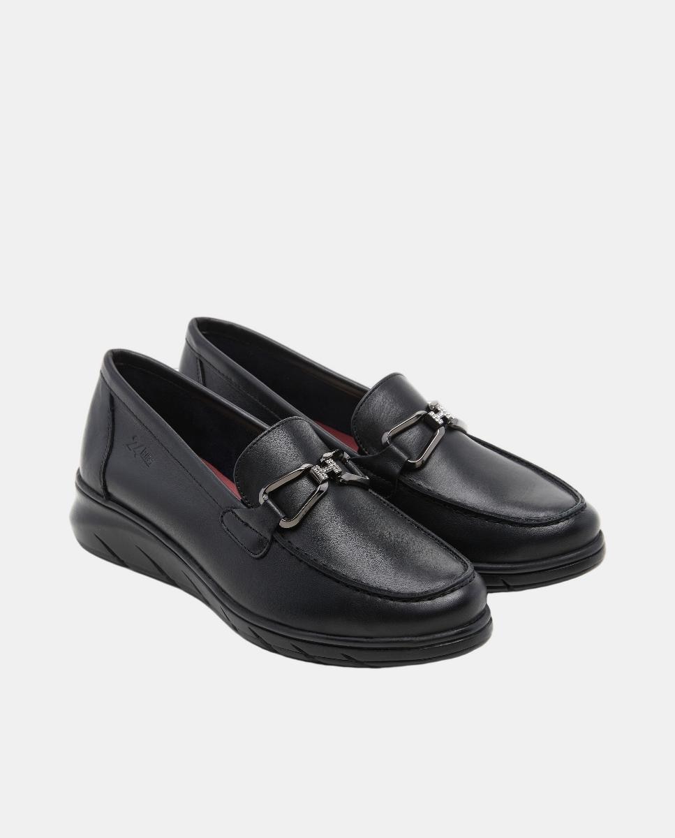 Mocasin mujer napa con detalle metálico - 24HRS - Negro Negro-2