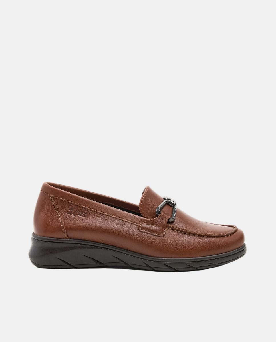 Mocassins em Pele com Sola de Borracha - Preto Castanho-escuro-1