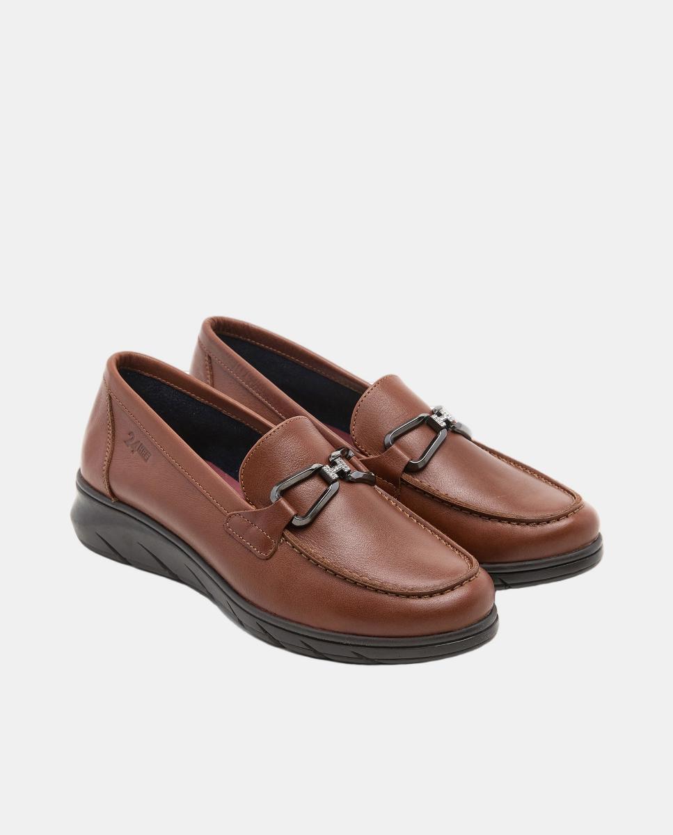 Mocassins em Pele com Sola de Borracha - Preto Castanho-escuro-2