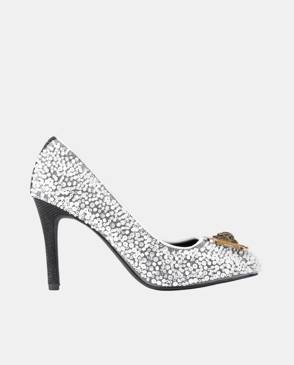 Imagem 0 de Sapatos de Salto em Tecido com Missangas