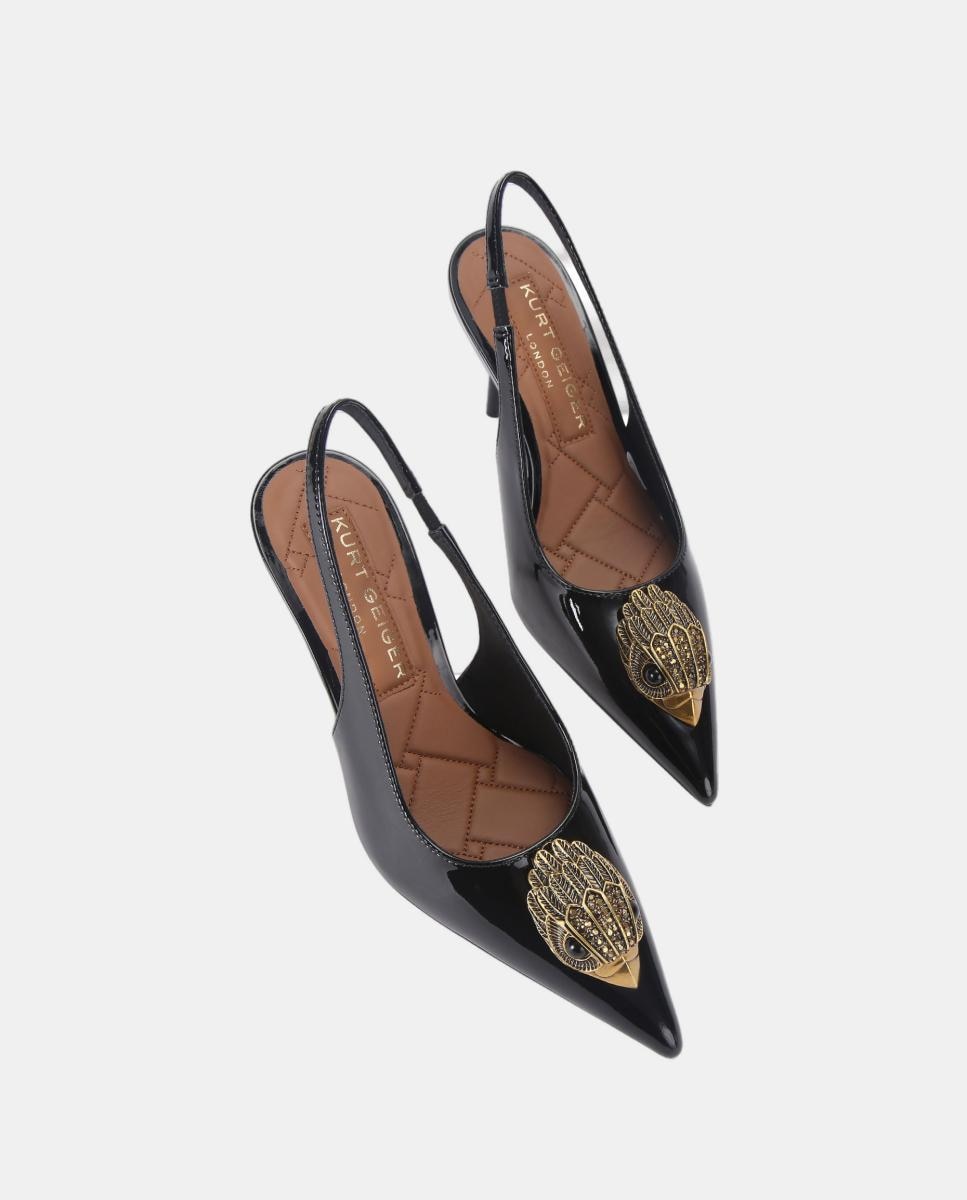 Sapatos de Salto em Verniz com Fecho Metálico Grande Preto-2