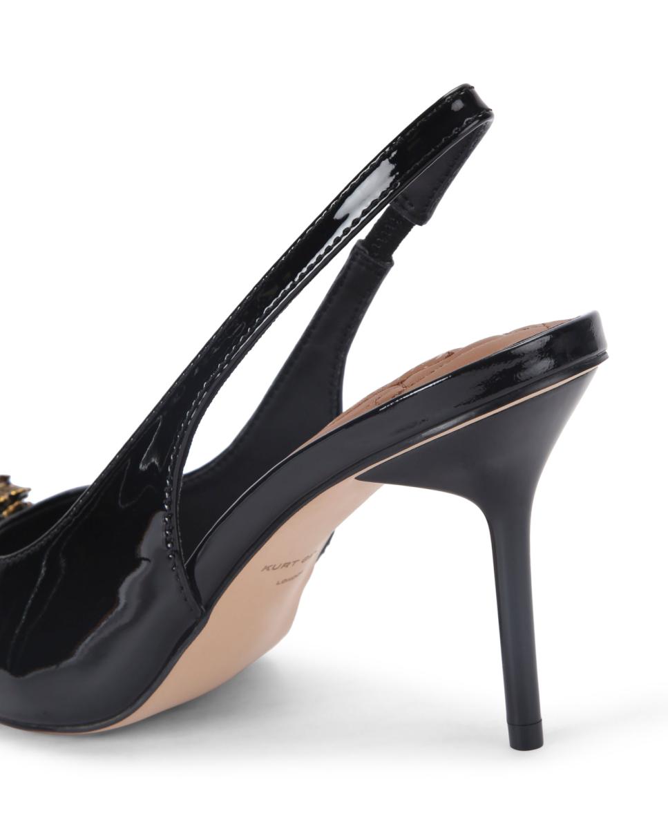 Sapatos de Salto em Verniz com Fecho Metálico Grande Preto-3