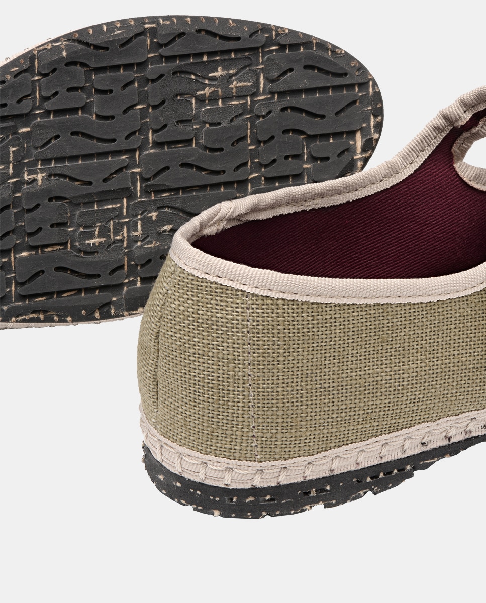 Sapatos de Presilha de Linho Verde Musgo-3