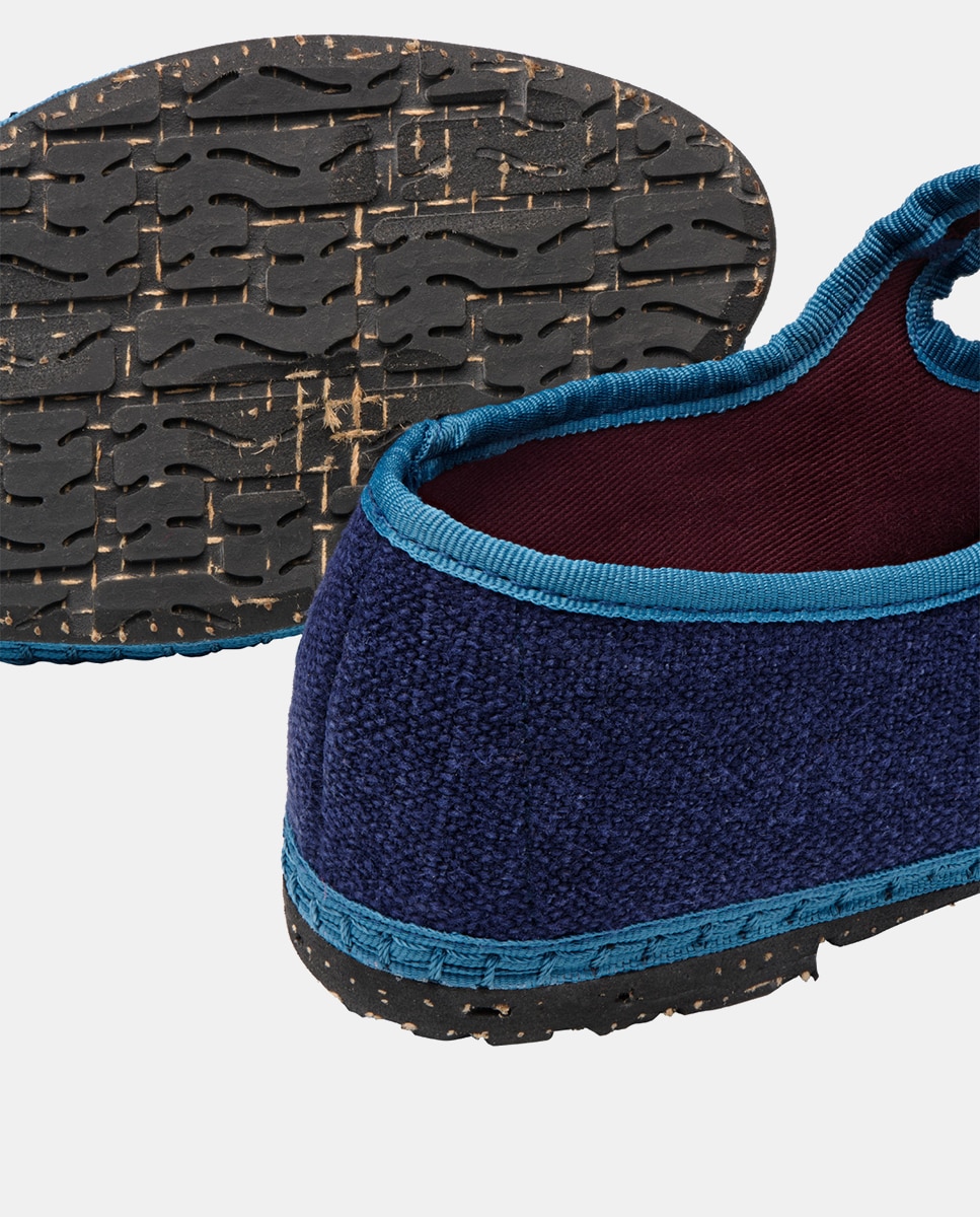 Sapatos de Presilha de Linho Azul-marinho-3