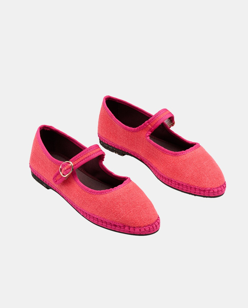 Sapatos de Presilha de Linho Rosa Blush-2