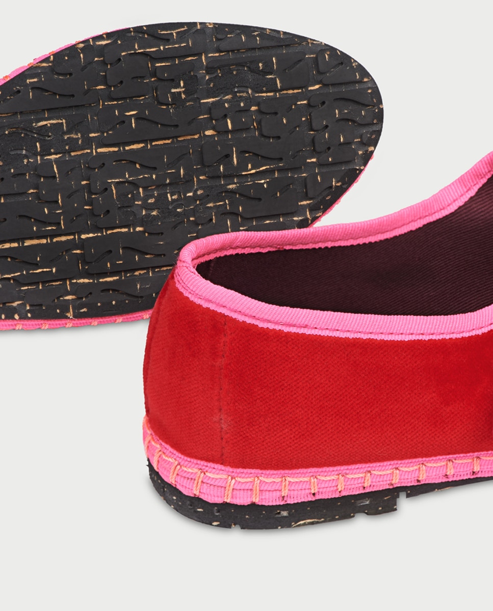 Sapatos de Presilha em Veludo Vermelho-3