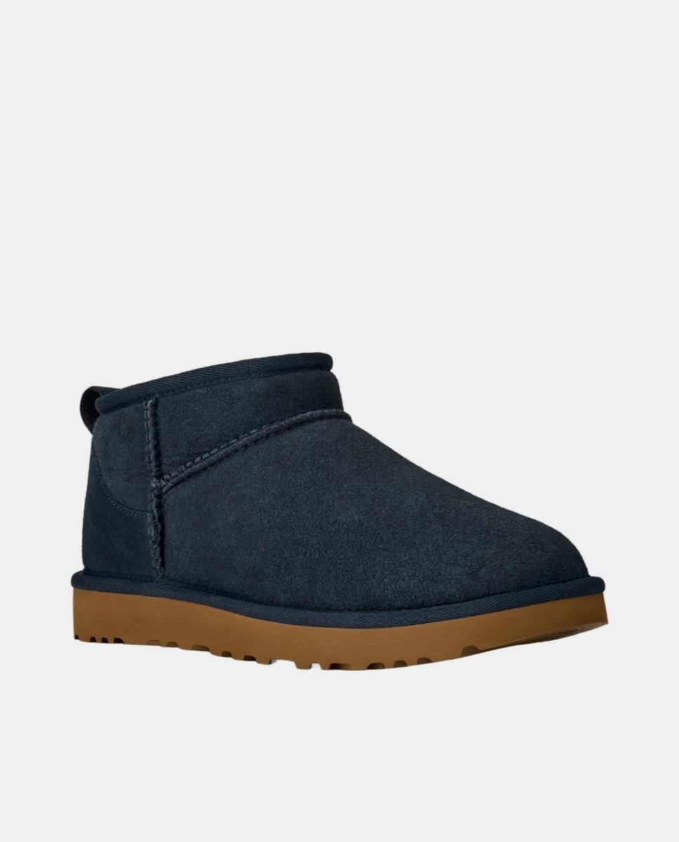 Botins Rasos Classic Ultra Mini em Pele Twinface de Ovelha e Sola EVA Azul-índigo-2