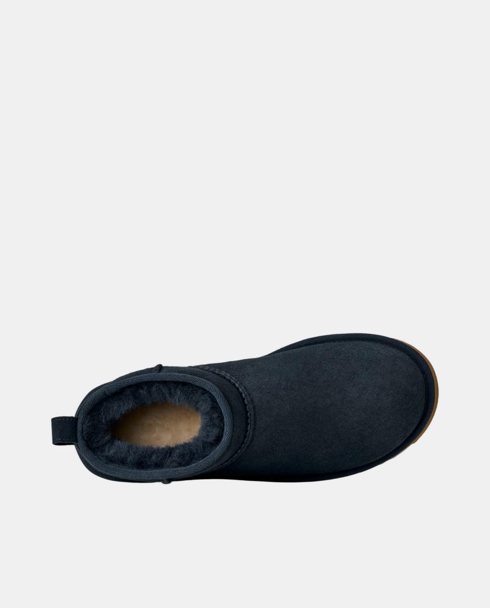Botins Rasos Classic Ultra Mini em Pele Twinface de Ovelha e Sola EVA Azul-índigo-5