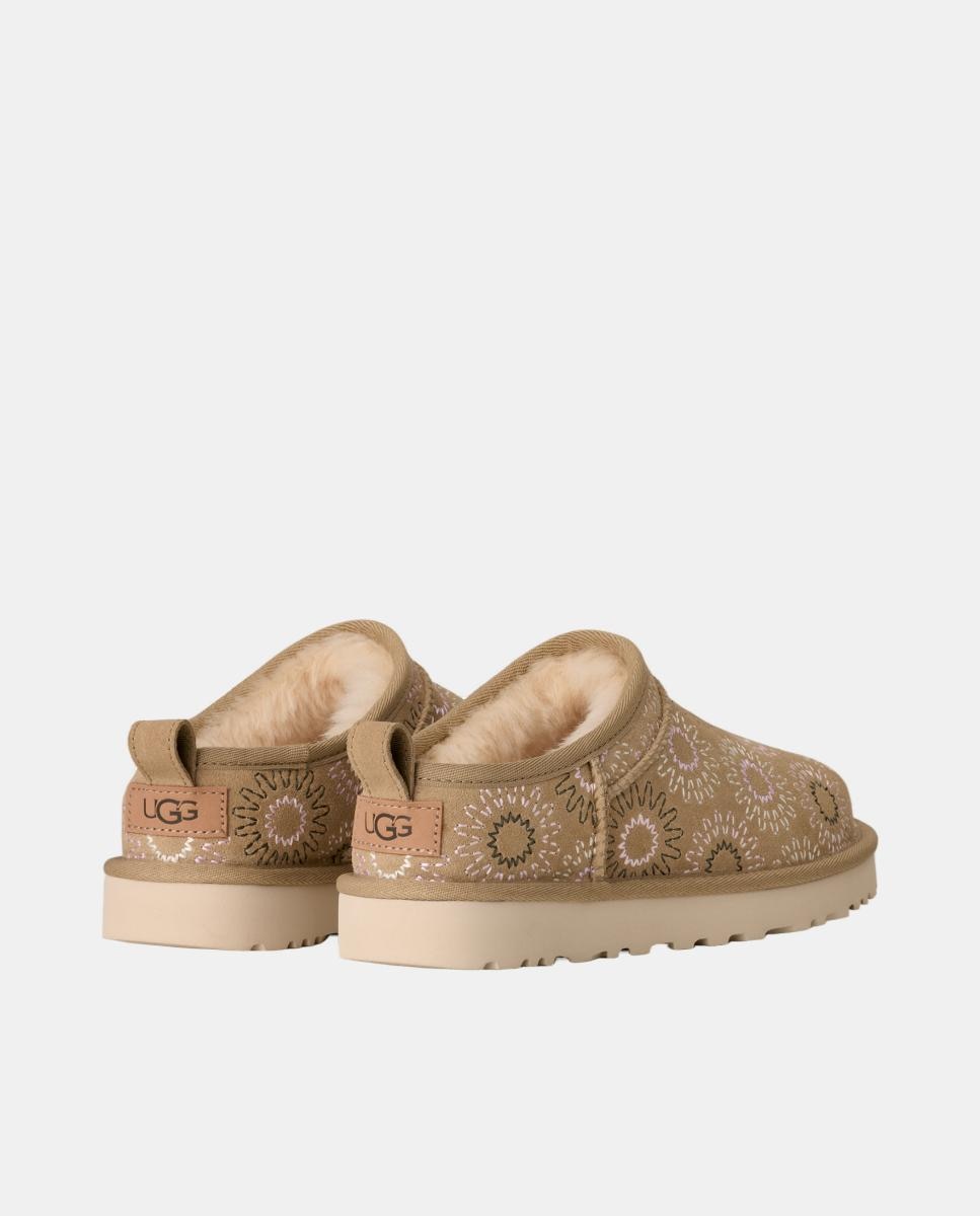 Botins Rasos Forrados a Pelo Classic Micro Sun Stitch Natural-5