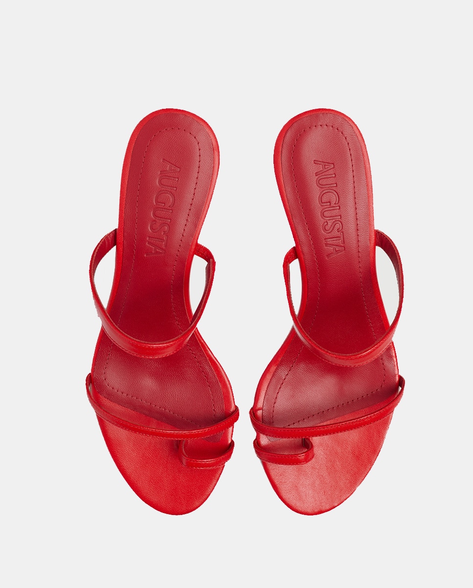 Kitten Heel Sandal In Leather Vermelho-3
