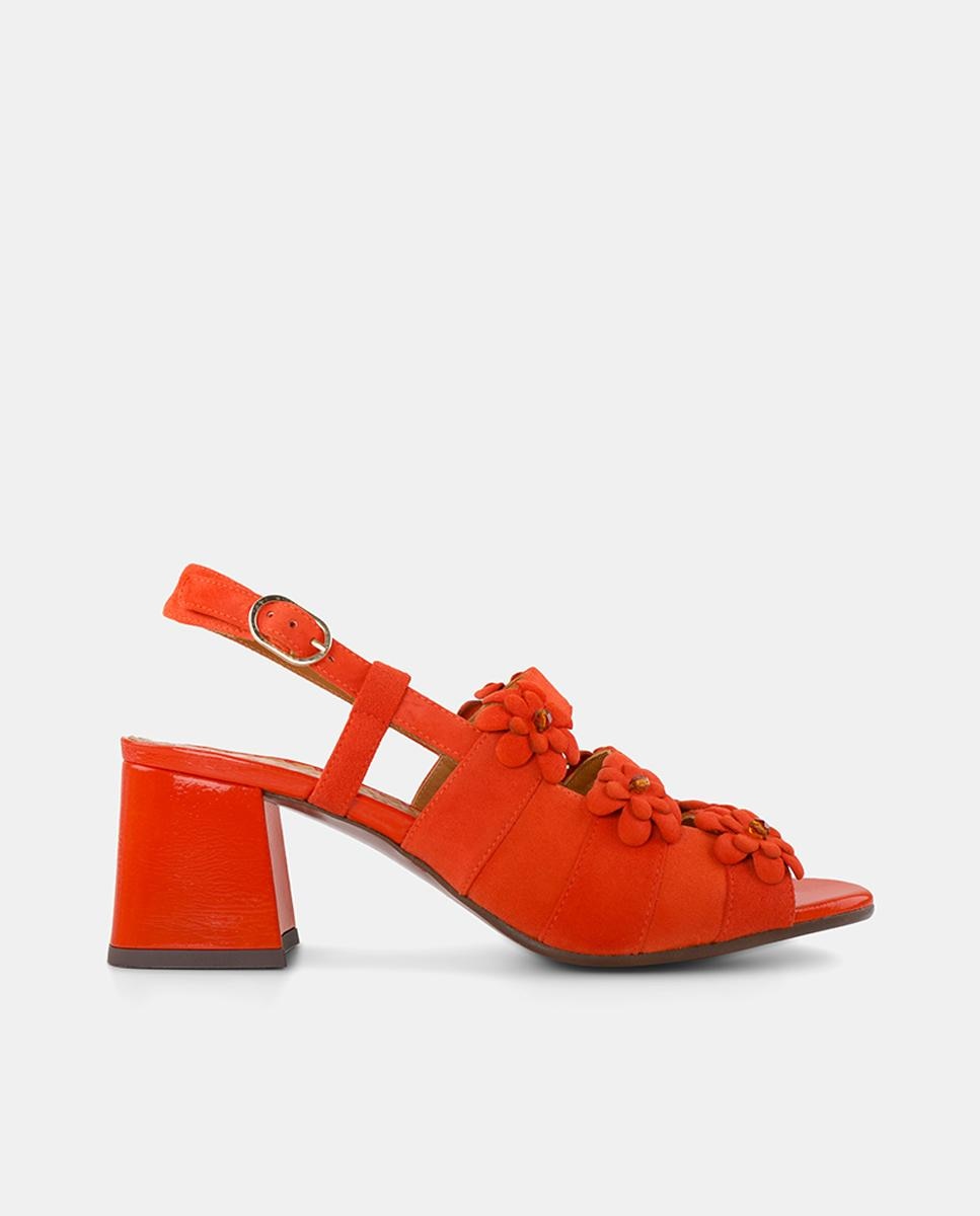 Imagem 0 de Sandálias em Pele com Salto Quadrado