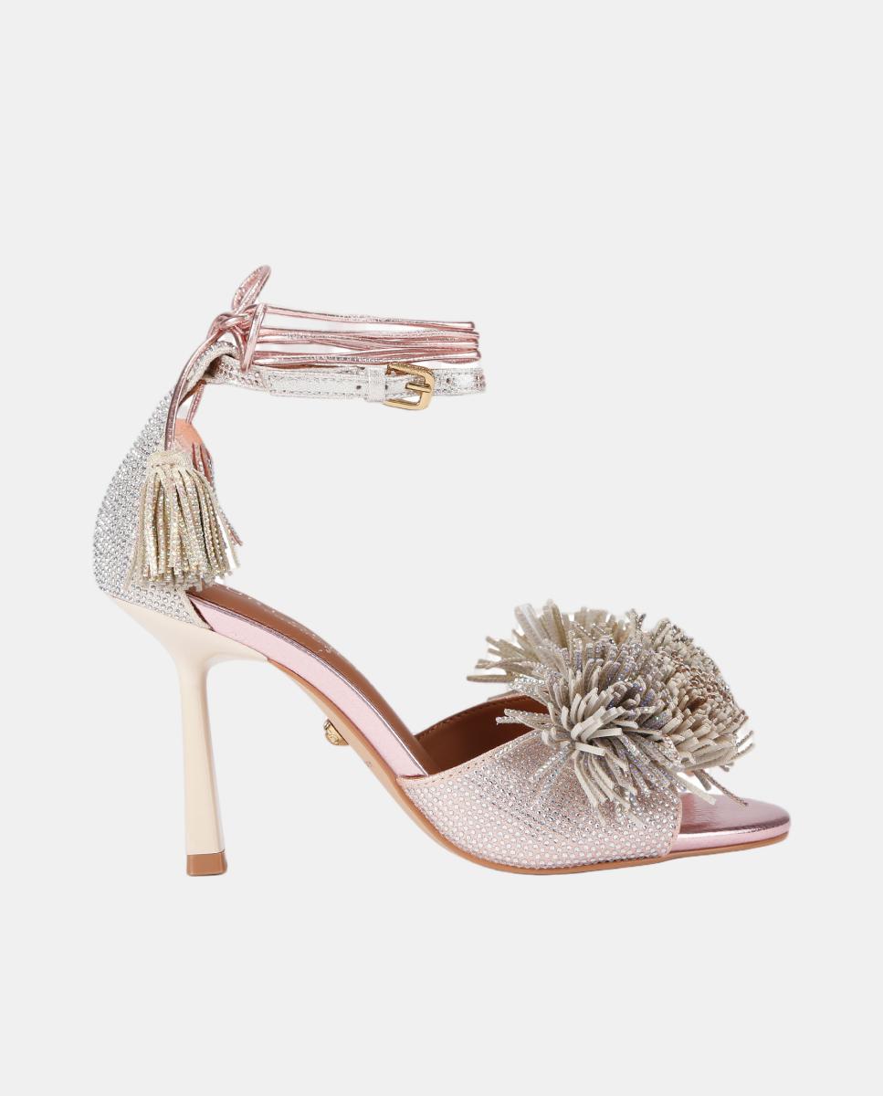 Kurt Geiger - Sandalia de mujer con tacon y lazo en el tobillo.