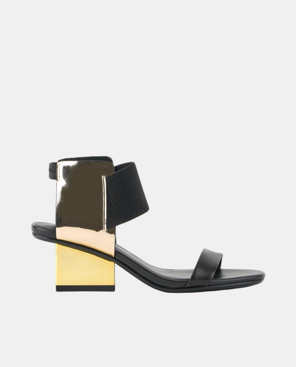 Imagem 0 de Sandálias de Tacão Cromado - Dourado