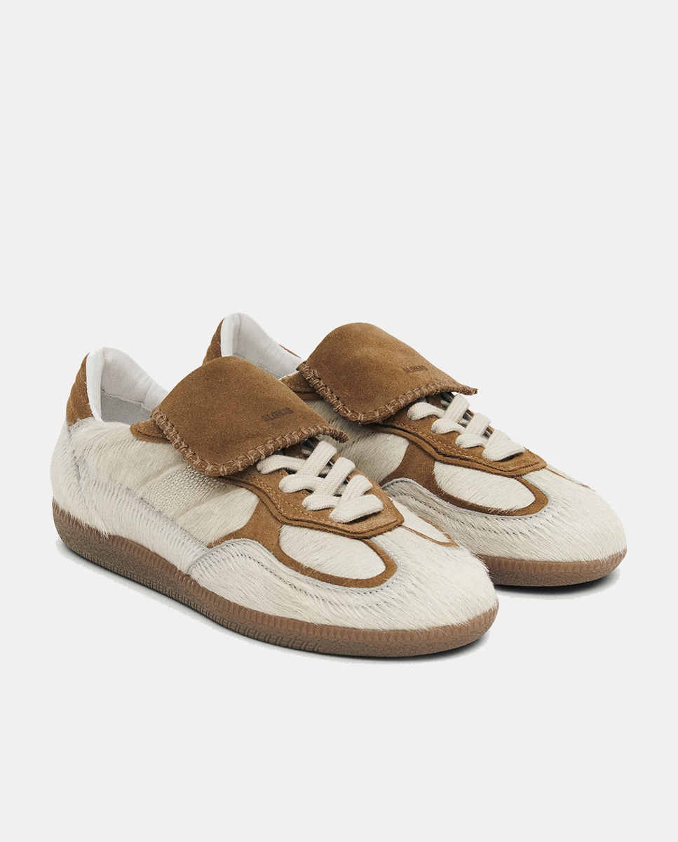 Sapatilhas de Pelo de Pónei Castanho caramelo-2