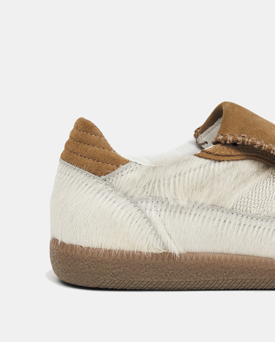 Sapatilhas de Pelo de Pónei Castanho caramelo-6