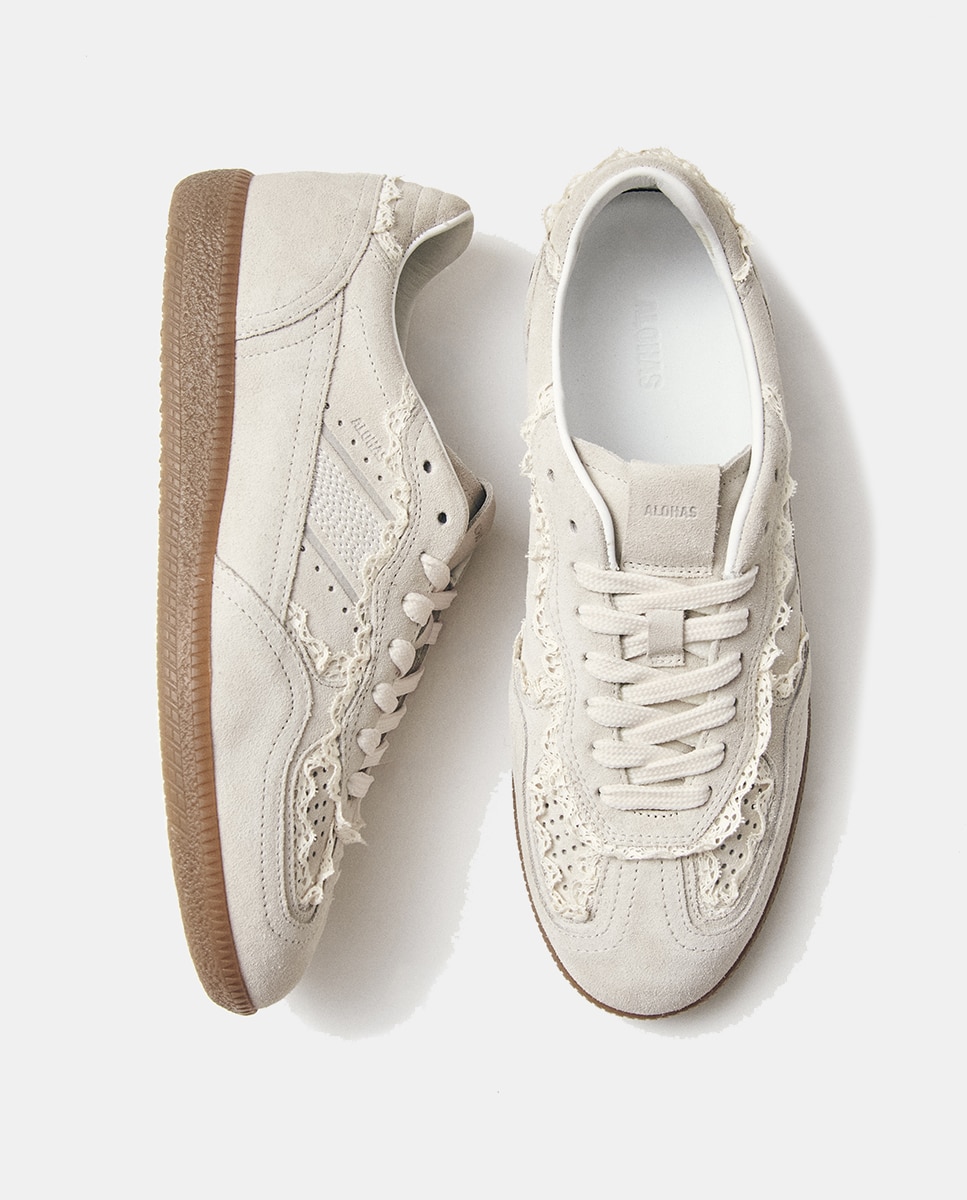 Sapatilhas de Camurça Creme-4