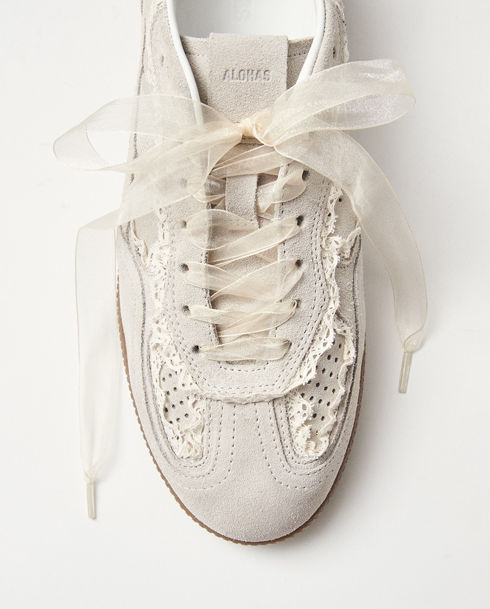 Sapatilhas de Camurça Creme-8