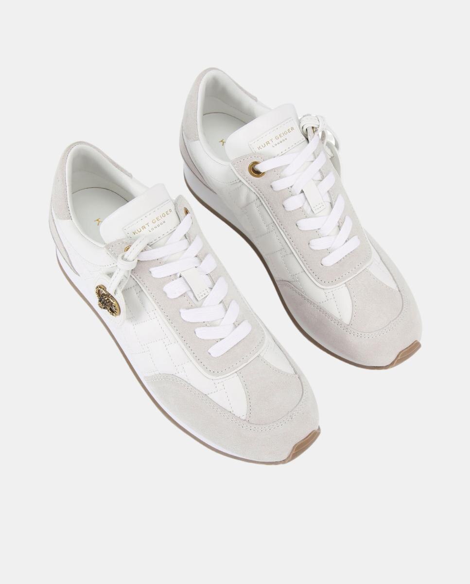 Sapatilhas em Pele e Camurça com Etiqueta Branco-2